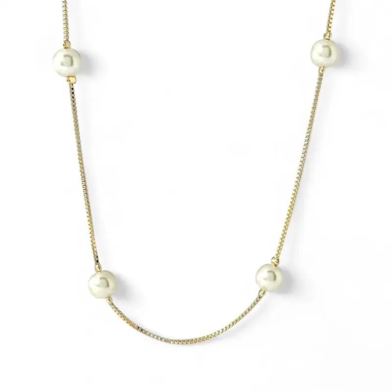 Colar Pérolas Banhado a Ouro 18k - 70cm