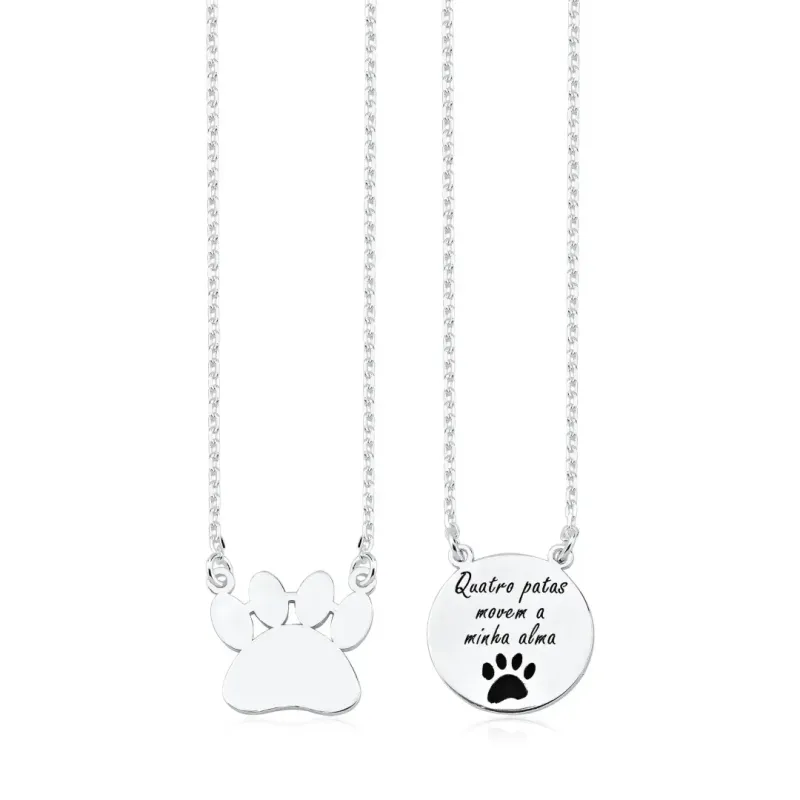 Corrente Escapulário Prata 925 Pata Cachorro/Gato