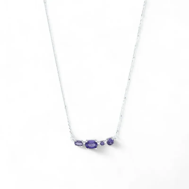 Colar Linha Prata 925 com Zircônias Lilás