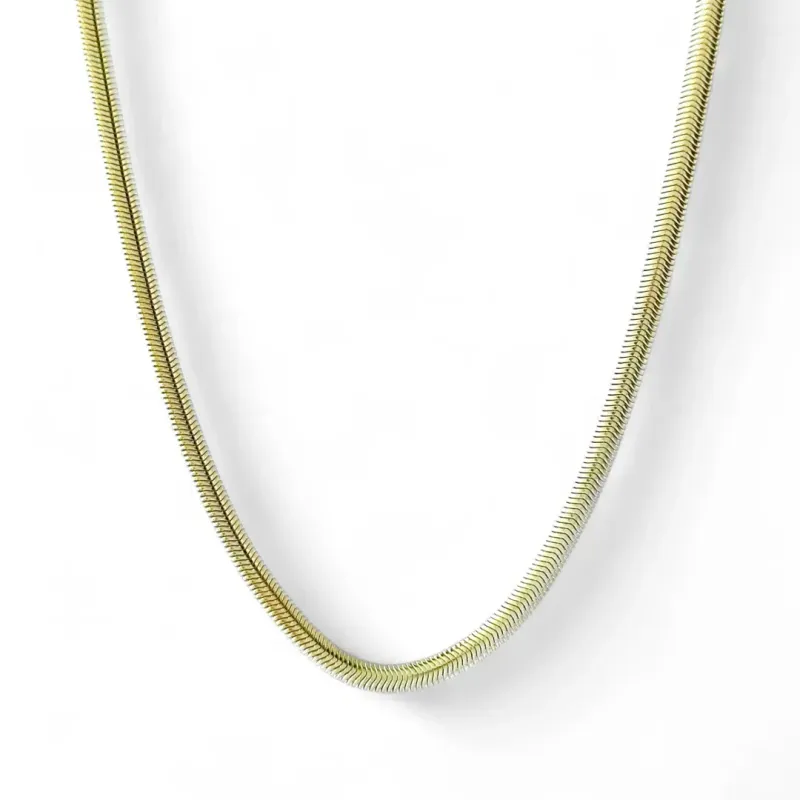 Colar Rabo de Rato Achatado Banhada a Ouro 18k