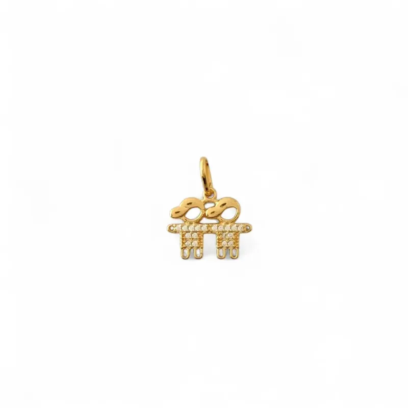 Pingente 2 Meninos Banhado a Ouro 18k com Zircônias