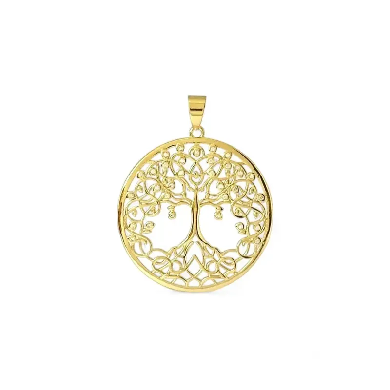 Pingente Árvore da Vida Banhada a Ouro 18k Zircônias