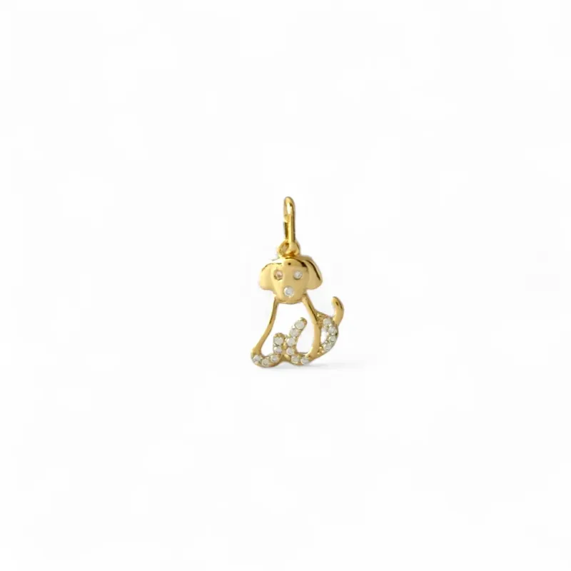 Pingente Cachorro Banhado a Ouro 18k com Zircônias
