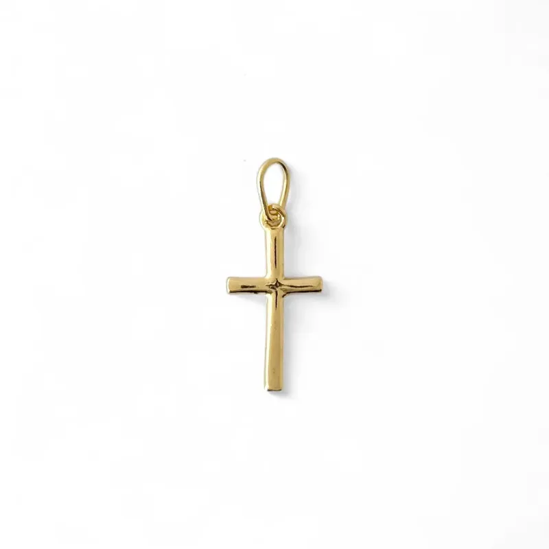 Pingente Cruz  Banhado a Ouro 18K Crucifixo Liso- 2cm