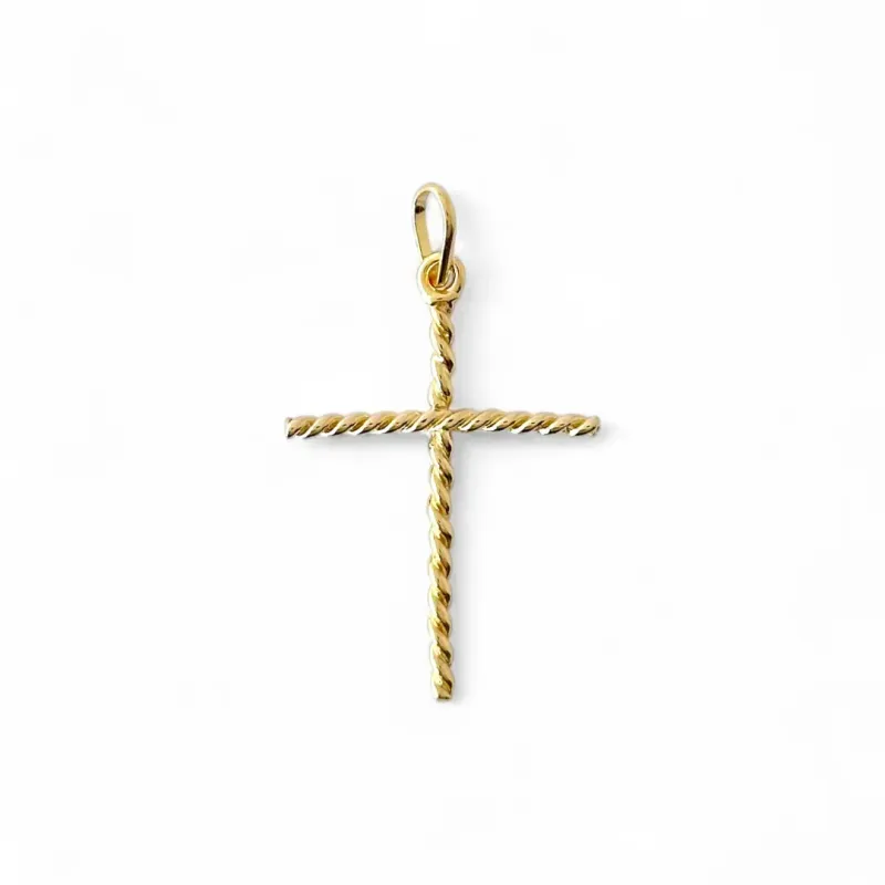 Pingente Cruz Banhado a Ouro 18K Crucifixo Torcido