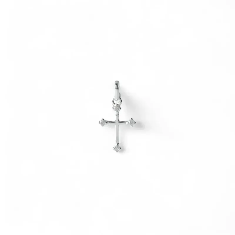 Pingente Cruz Crucifixo Prata 925 com Zircônias