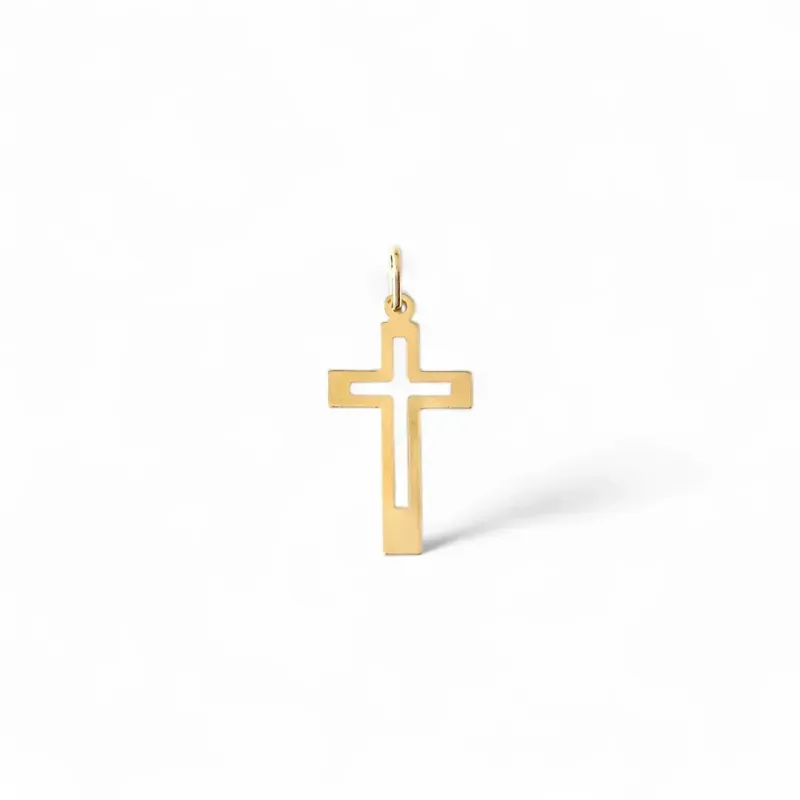 Pingente Cruz Vazado Banhado a Ouro 18K