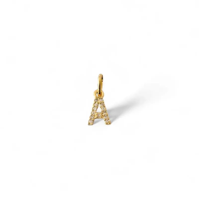 Pingente Letra A Banhado a Ouro 18k Micro Zircônia