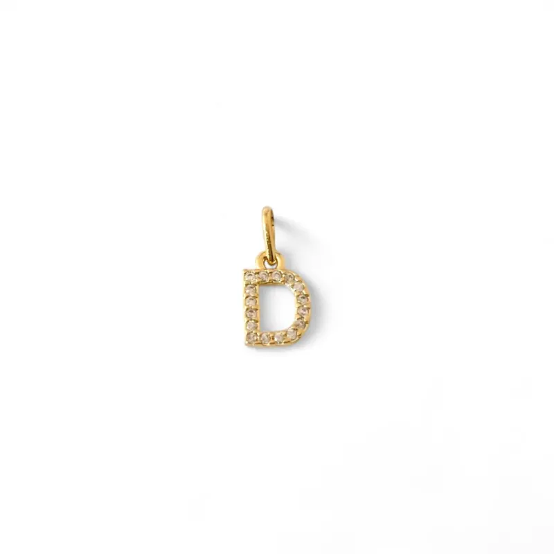 Pingente Letra D Banhado a Ouro 18k com Zircônias