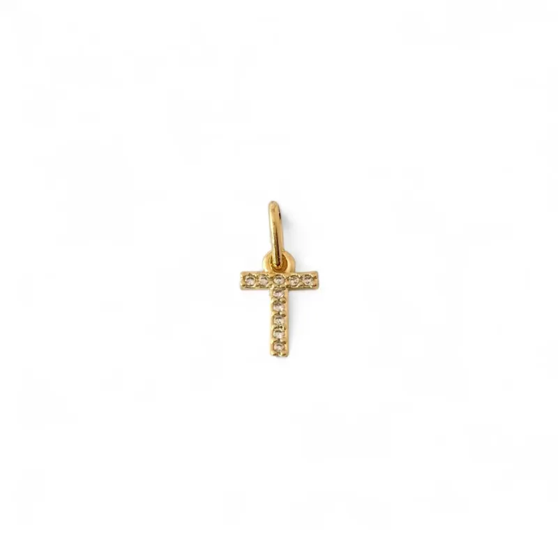 Pingente Letra T Banhado a Ouro 18k com Zircônias