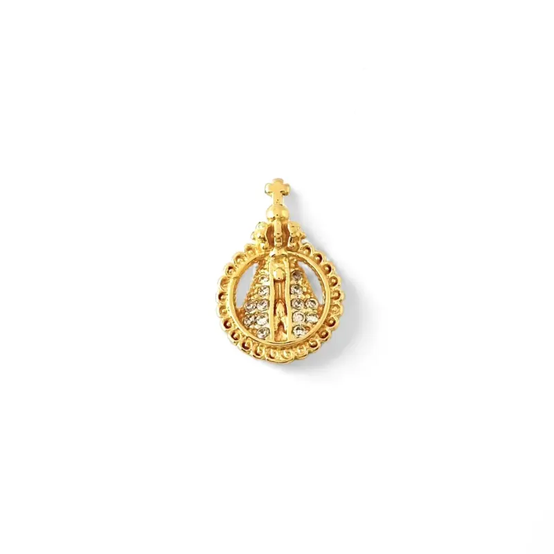 Pingente Medalha Banhado a Ouro 18K  N. Senhora Zircônia