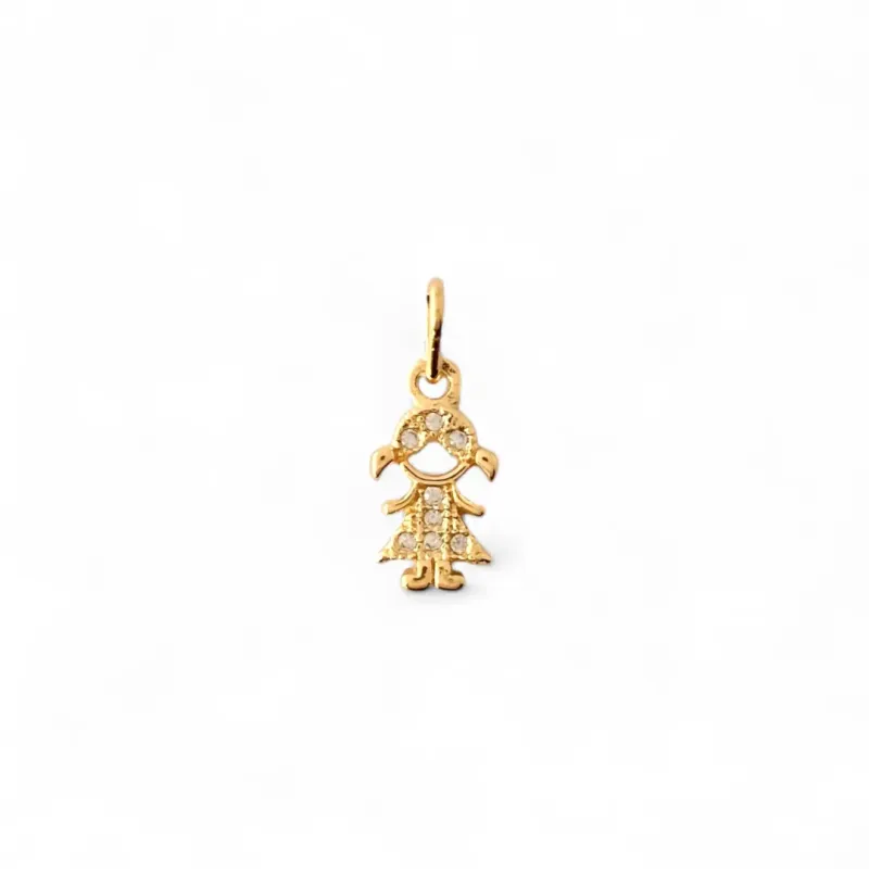 Pingente Menina Banhado a Ouro 18k com Zircônias