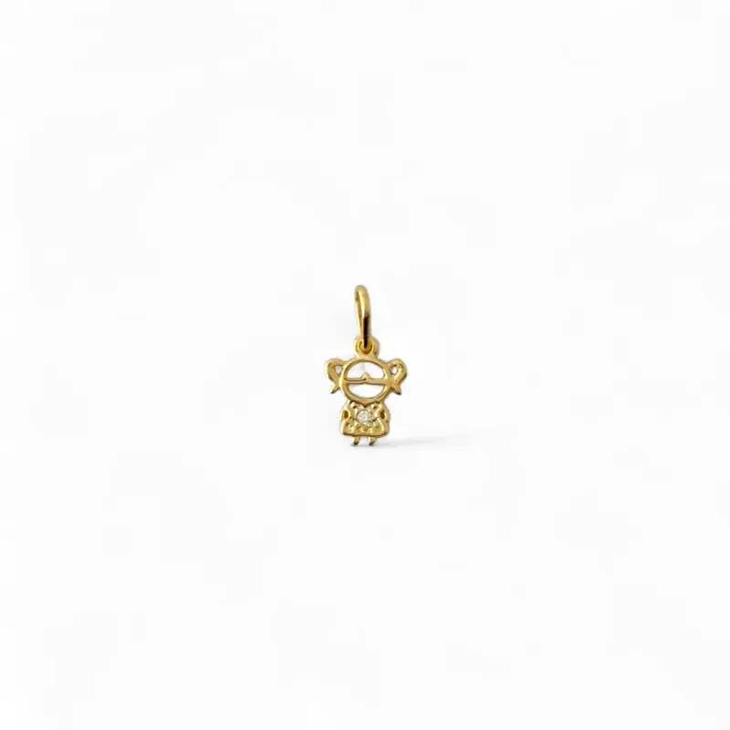 Pingente Menina Banhado a Ouro 18k com Zircônia