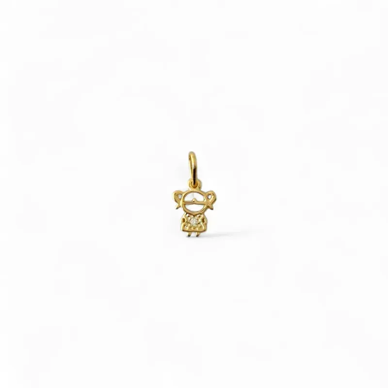 Pingente Menina Banhado a Ouro 18k com Zircônia