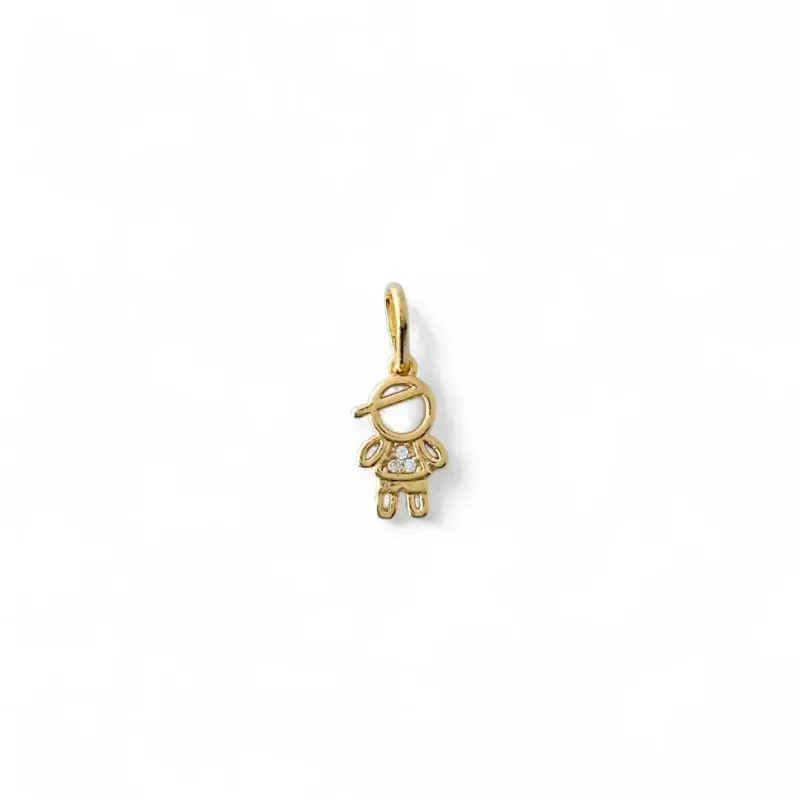 Pingente Menino Banhado a Ouro 18k  Zircônia- 1cm