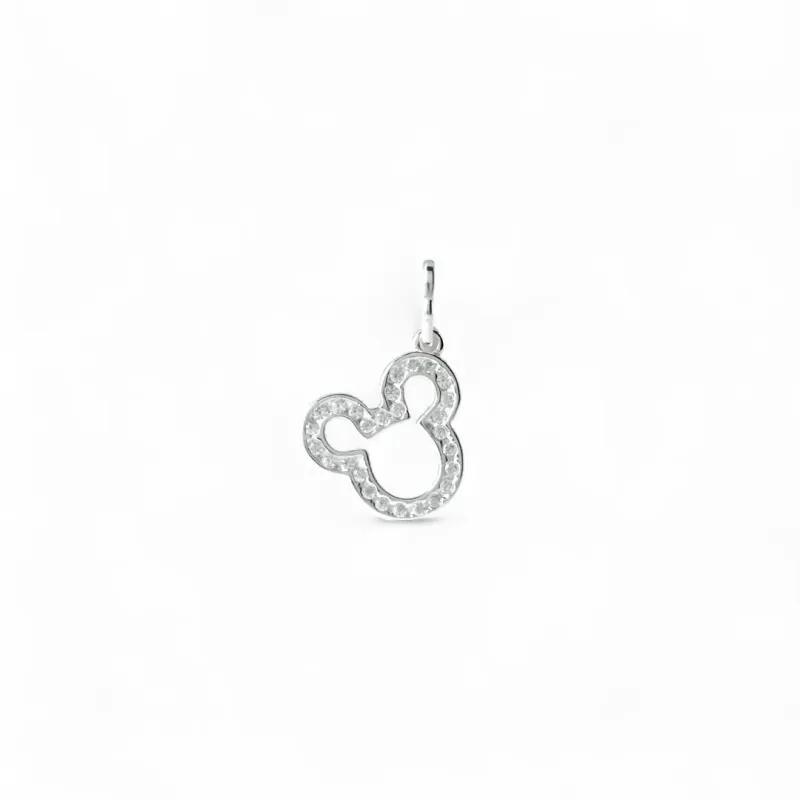 Pingente Mickey Prata 925 Cravejado com Zircônias