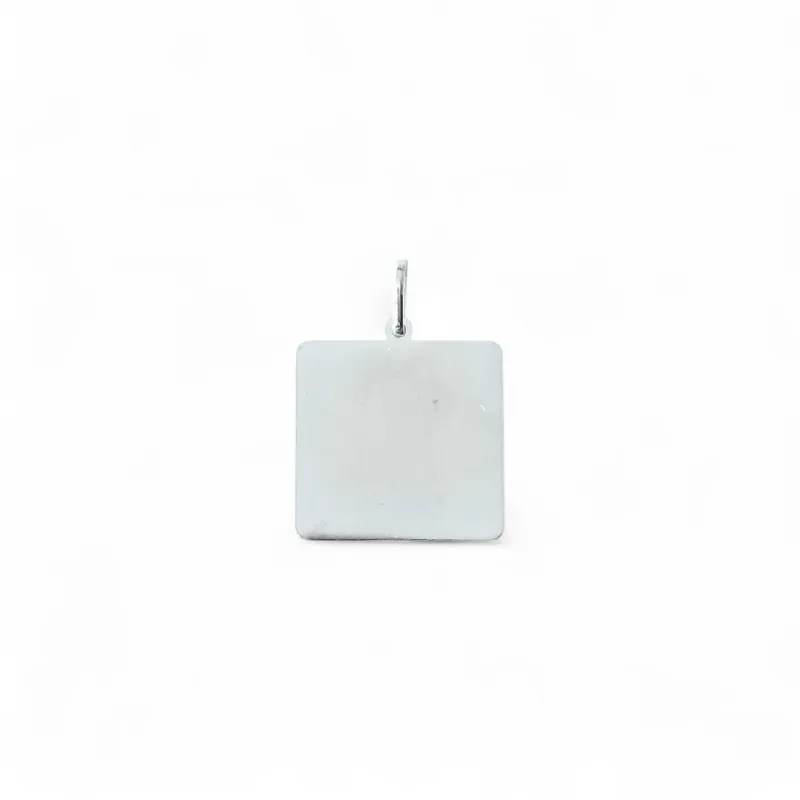 Pingente Placa Quadrada Prata 925 para Gravação - 2cm