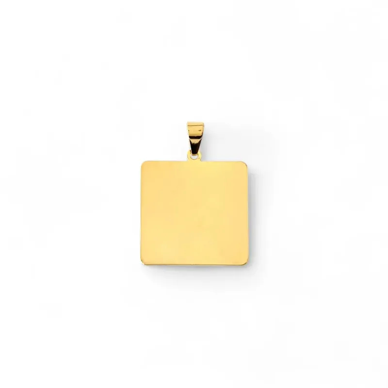 Pingente Placa Quadrado Banhado a Ouro 18K