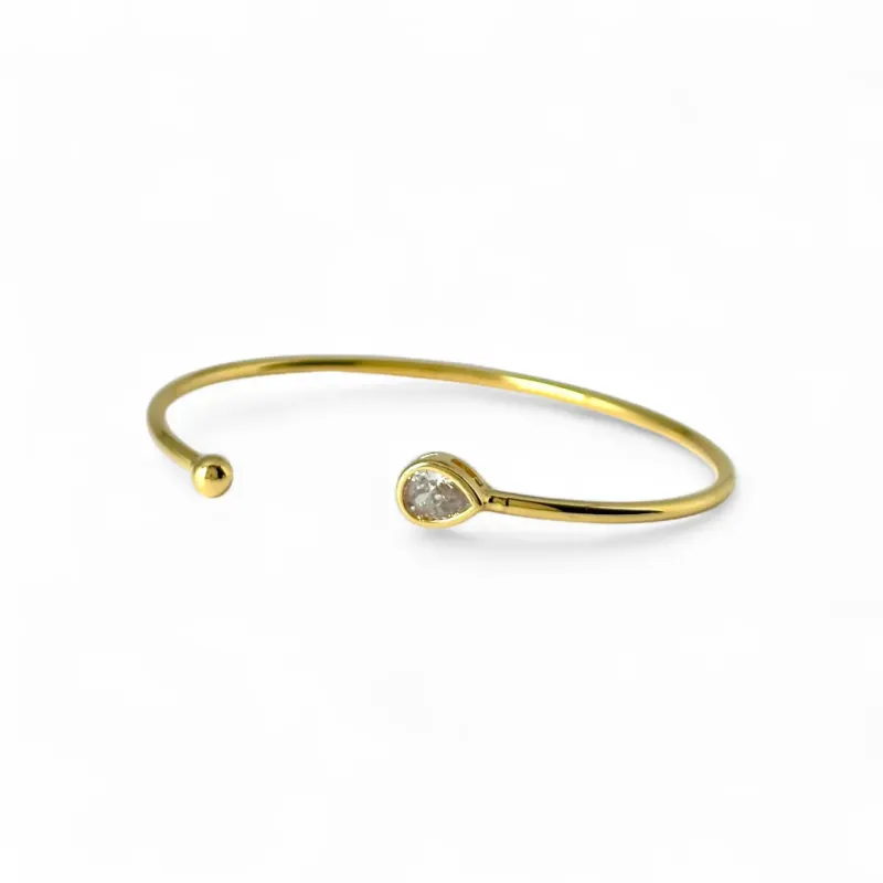 Pulseira Bracelete Gota Banhado a Ouro 18k com Zircônia