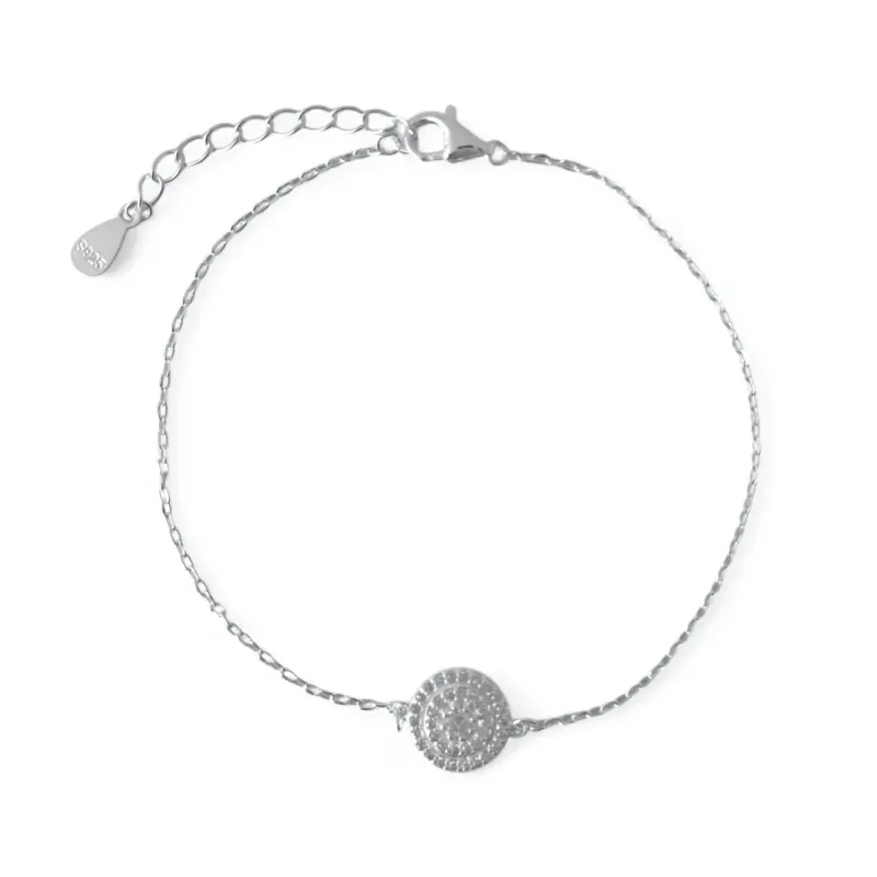 Pulseira Circulo Prata 925 Cravejada com Zircônias