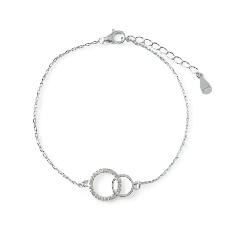 Pulseira Círculos Prata 925 Círculo Zircônia/Liso