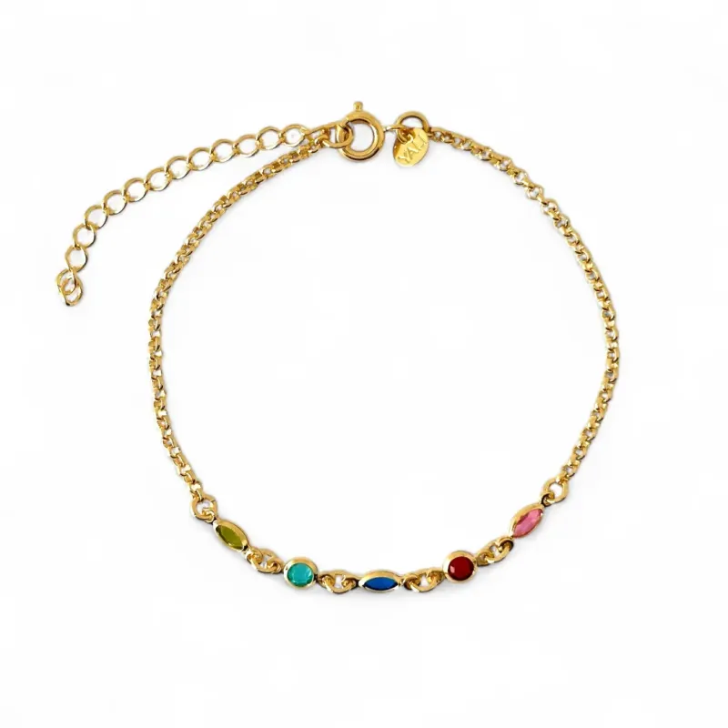 Pulseira Colorida Banhada a Ouro 18k com Zircônias