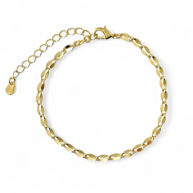 Pulseira  Elo Trabalhado Laminado Banhada a Ouro 18K