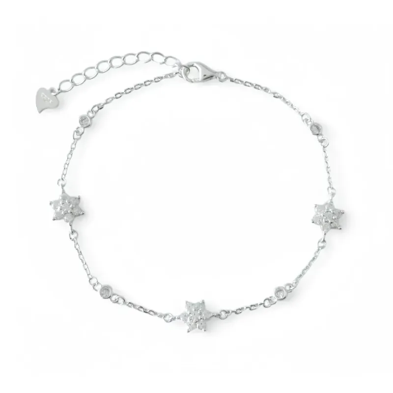 Pulseira Estrelas Prata 925 Zircônias