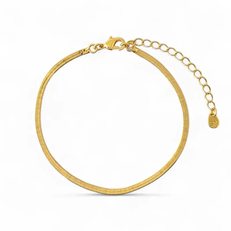 Pulseira Fita Banhada a Ouro 18k - 3mm