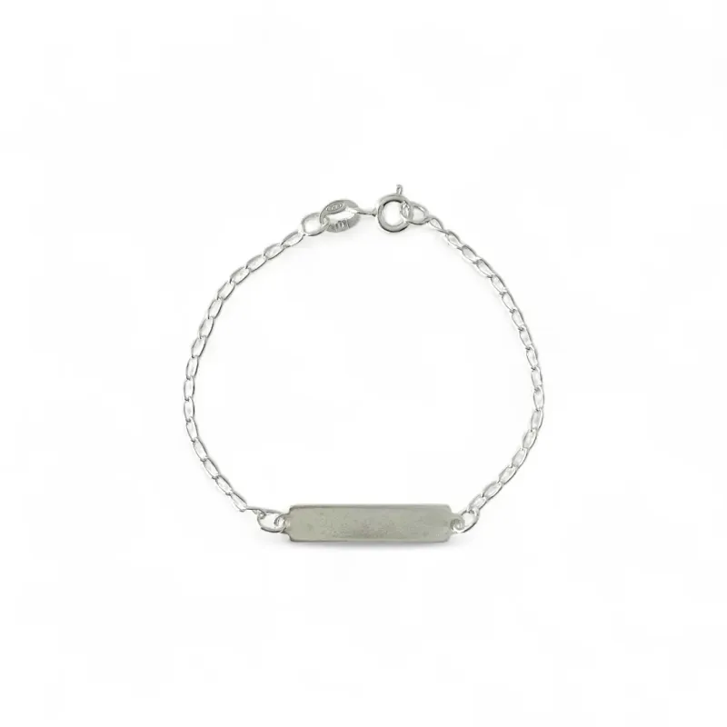 Pulseira Infantil Chapa Prata 925 para Gravação - 14cm