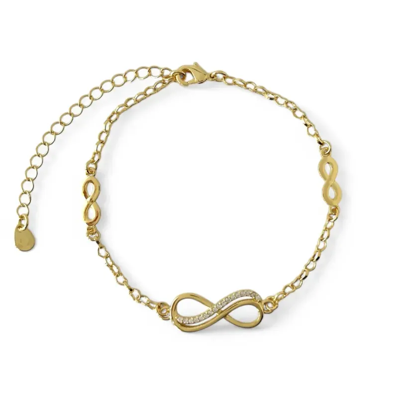 Pulseira Infinito Banhada a Ouro 18k com Zircônias
