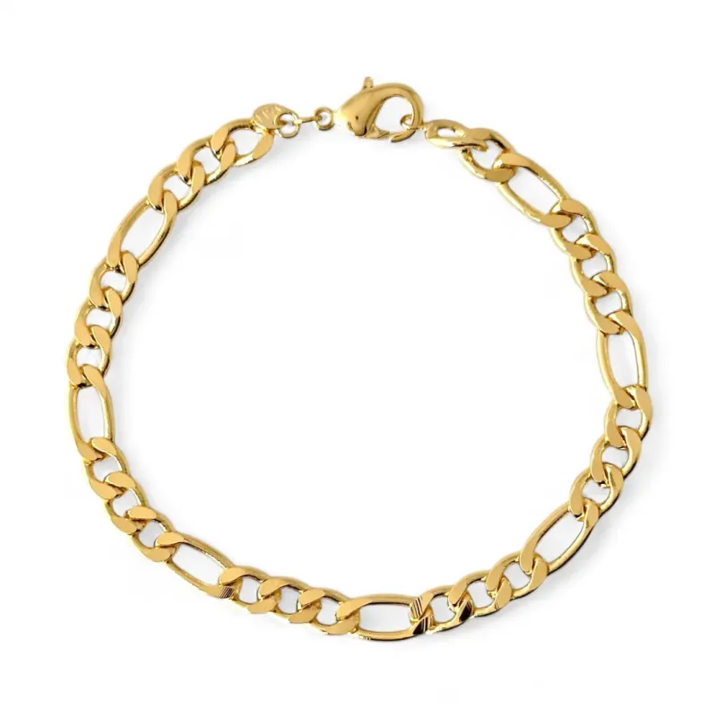 Pulseira Masculina Elo 3 em 1 Banhada a Ouro 18k - 22cm