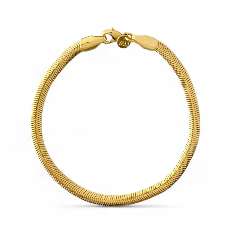 Pulseira Rabo Rato Banhada a Ouro 18k Achatada