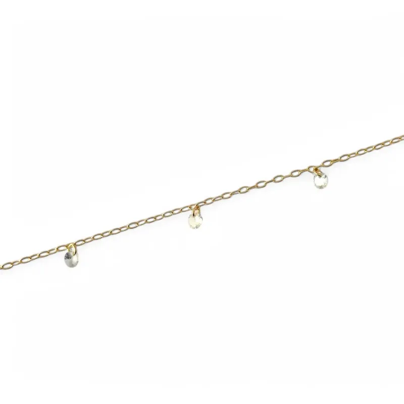 Pulseira Tornozeleira Zircônia Pendurada Banhado a Ouro 18K