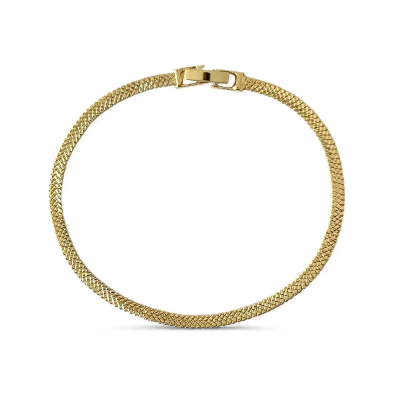 Pulseira Trabalhada Fecho Gaveta Banhada  a Ouro 18K
