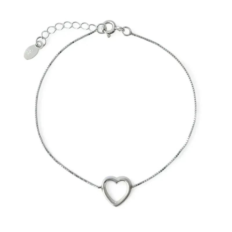 Pulseira Veneziana Coração Vazado Prata 925