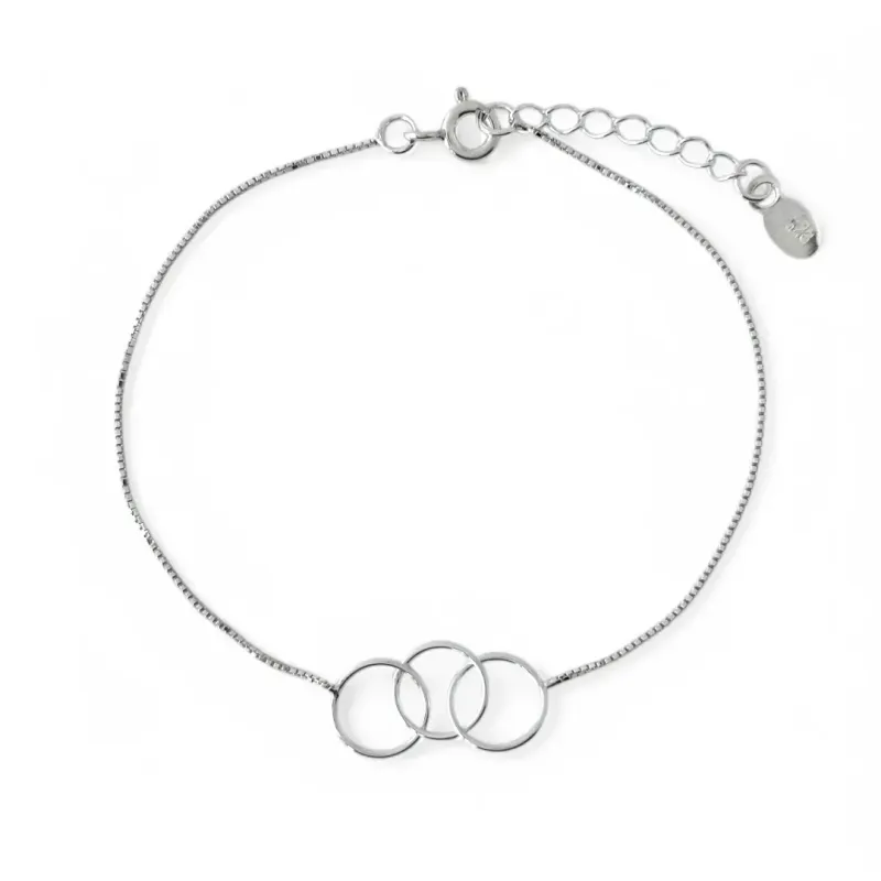 Pulseira Veneziana Prata 925 3 Círculos