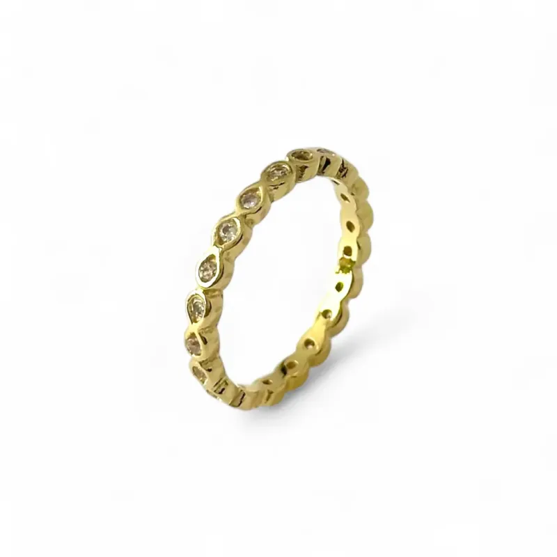 Anel Banhado a Ouro 18k Zircônias ao Redor 360º