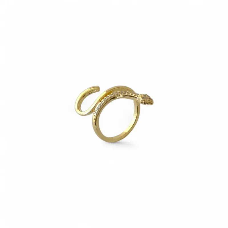 Anel Cobra Banhado a Ouro 18k com Zircônias