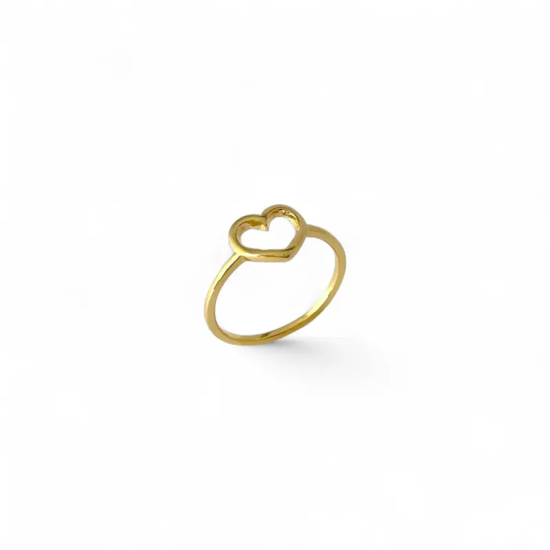 Anel Coração Banhado a Ouro 18k Vazado