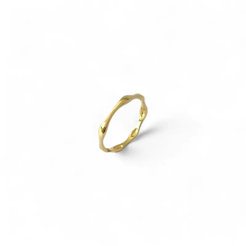 Anel Gomos Liso Banhado a Ouro 18k