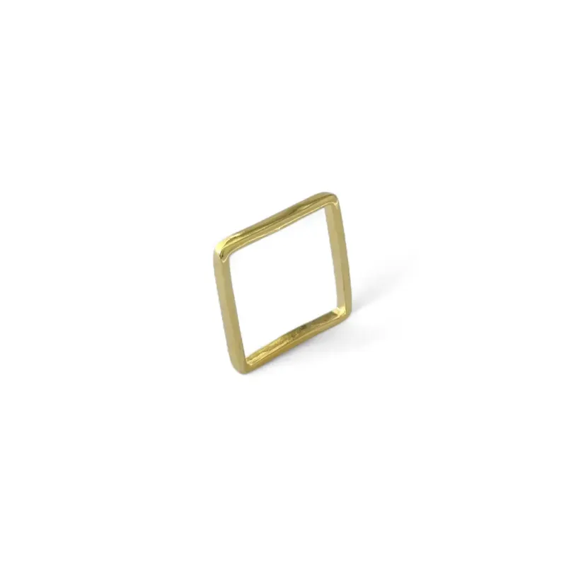 Anel Quadrado Banhado a Ouro 18k Liso