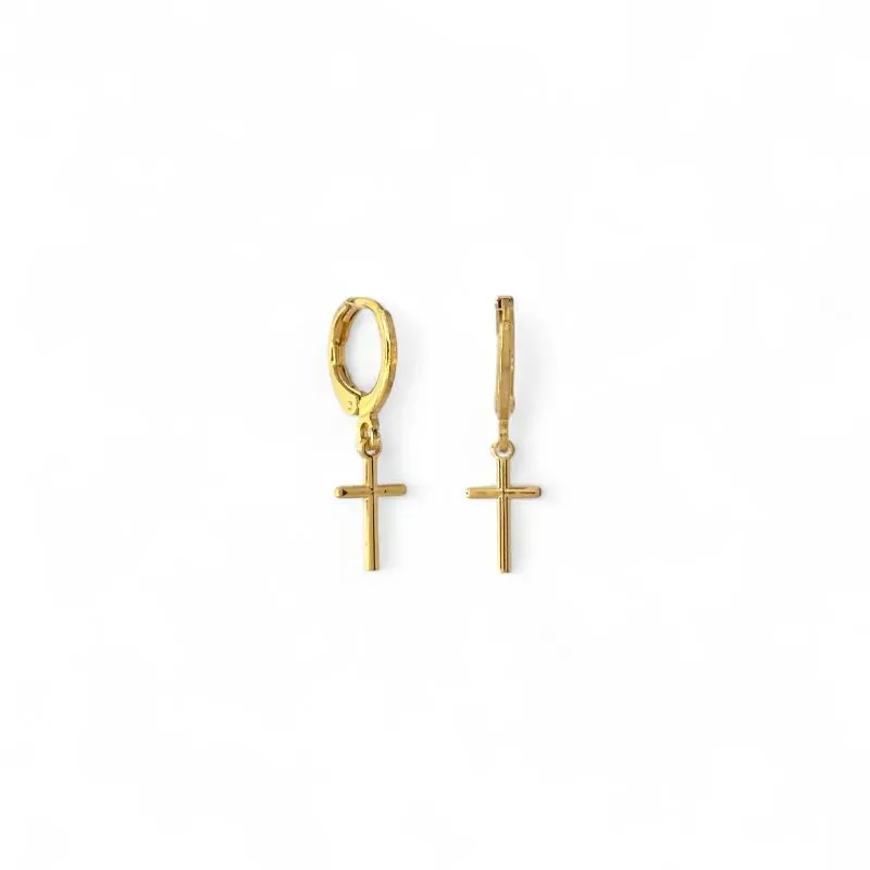 Brinco Argola Cruz Pendurada Banhado a Ouro 18k