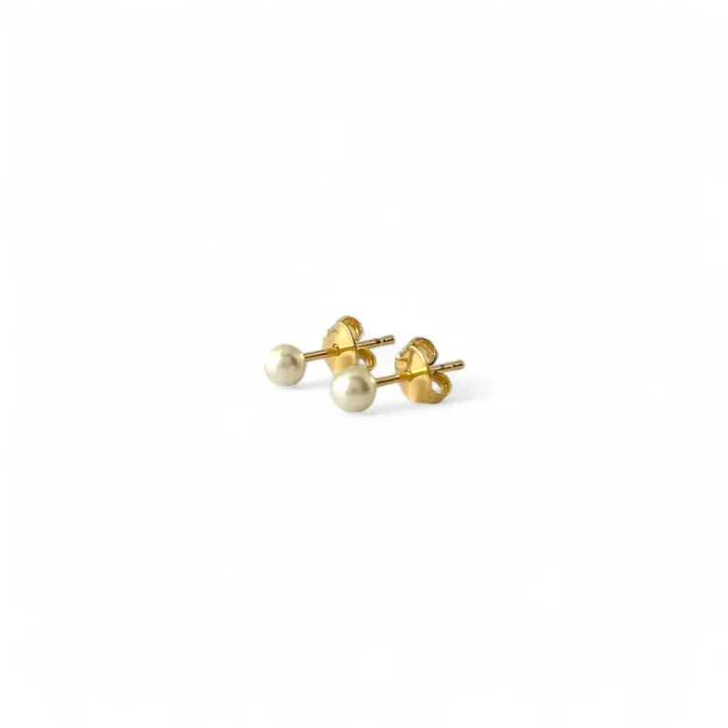 Brinco Infantil Pérola Banhado a Ouro 18k