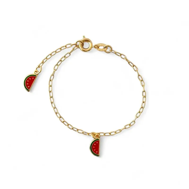 Pulseira Infantil Melancia Banhada a Ouro 18k