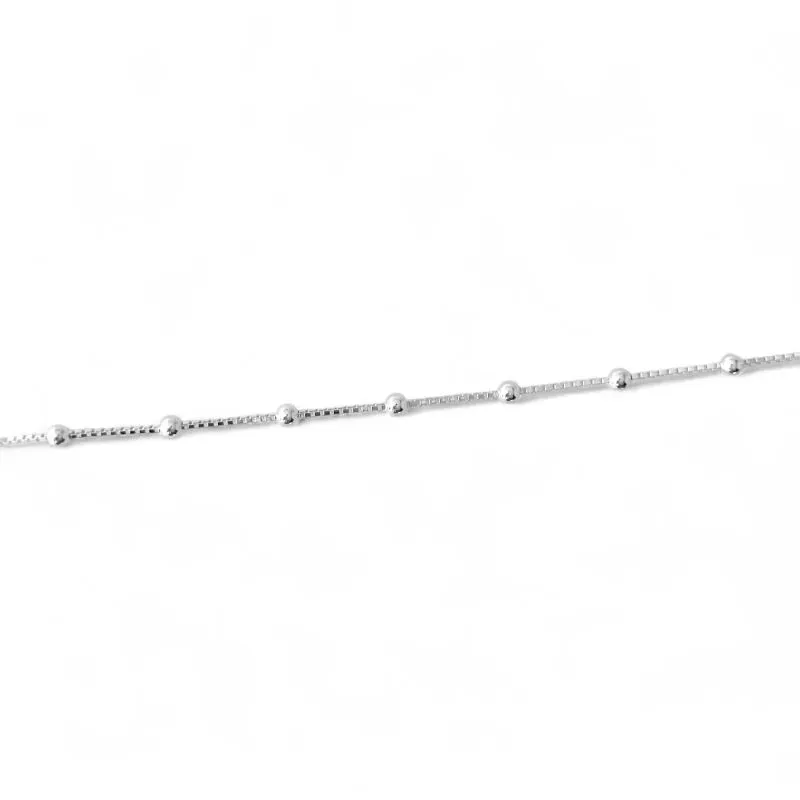 Pulseira Tornozeleira Veneziana Bolinha Prata 925
