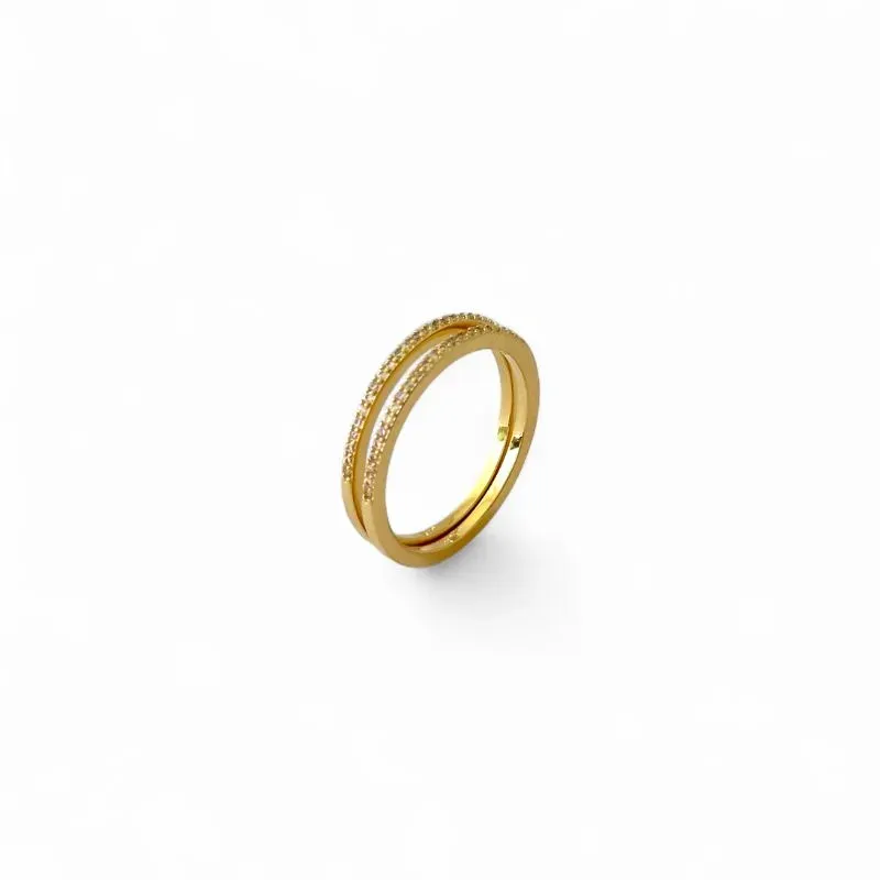 Anel Aparador Banhado a Ouro18k com Zircônias - Par Tam 17