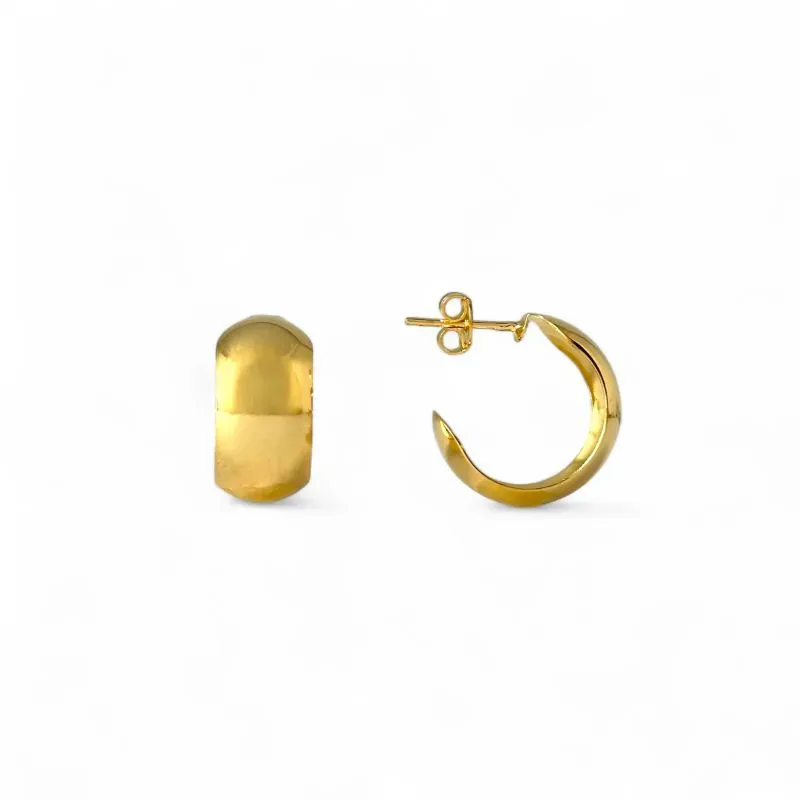 Brinco Argola Aberta Banhada a Ouro 18k Larga Lisa - 1,5cm