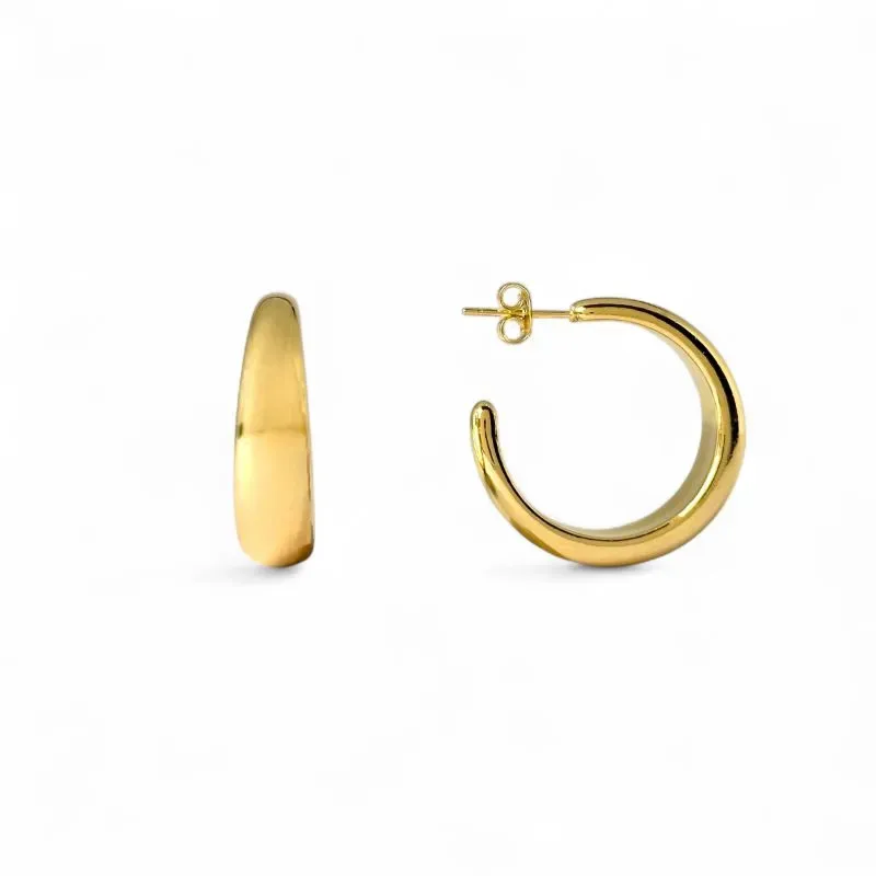 Brinco Argola Aberta Banhada a Ouro 18k Larga Lisa - 2,5cm