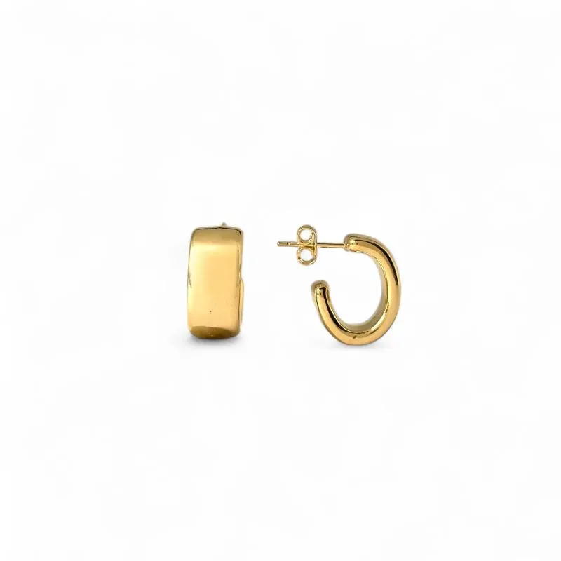 Brinco Argola Aberta Banhado a Ouro 18k Larga Lisa - 1,6cm